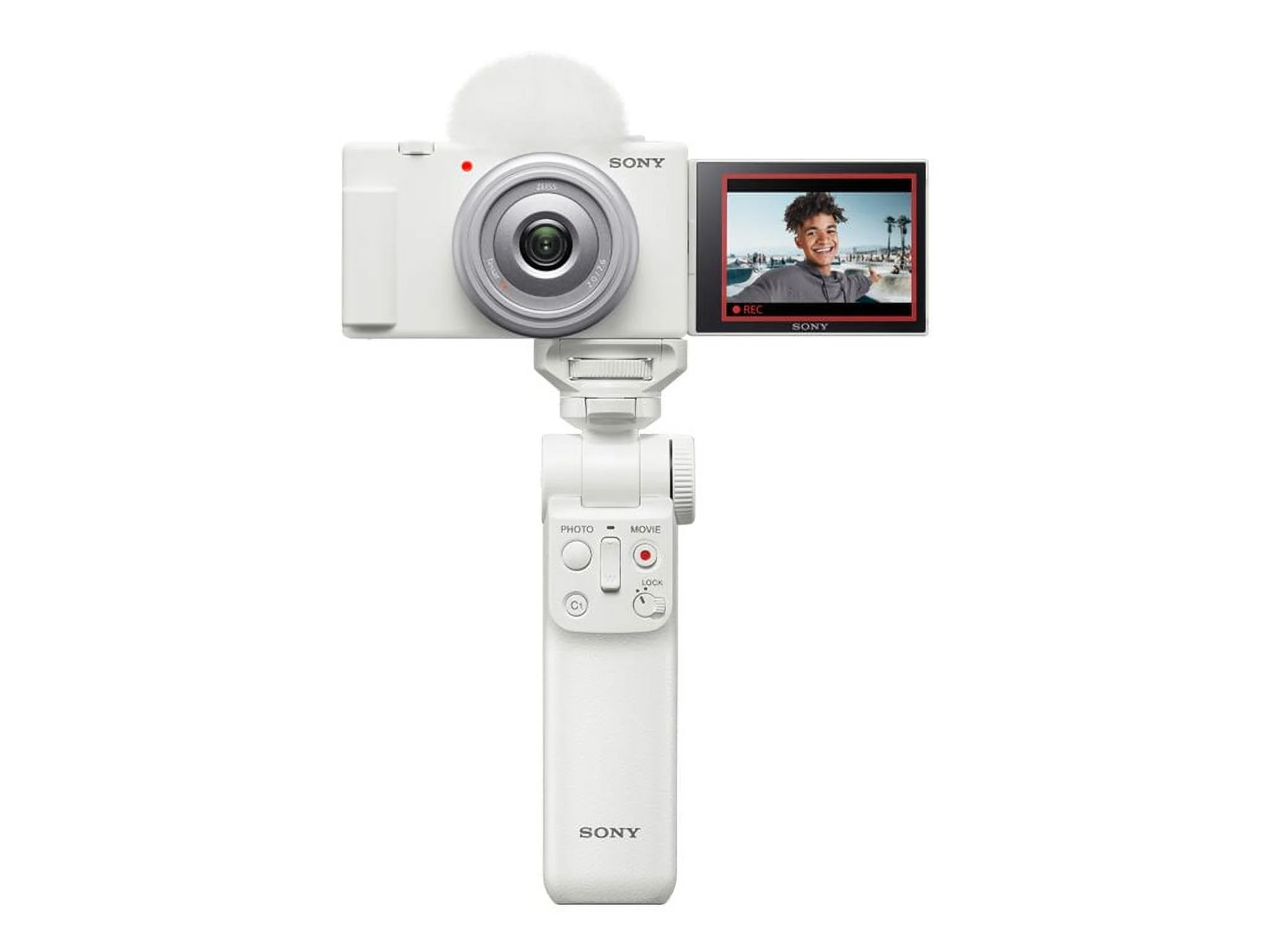 Sony ZV-1F - Digital camera - compact - 20.1 MP - 4K / 30 fps - ZEISS - Wi-Fi, Bluetooth - white