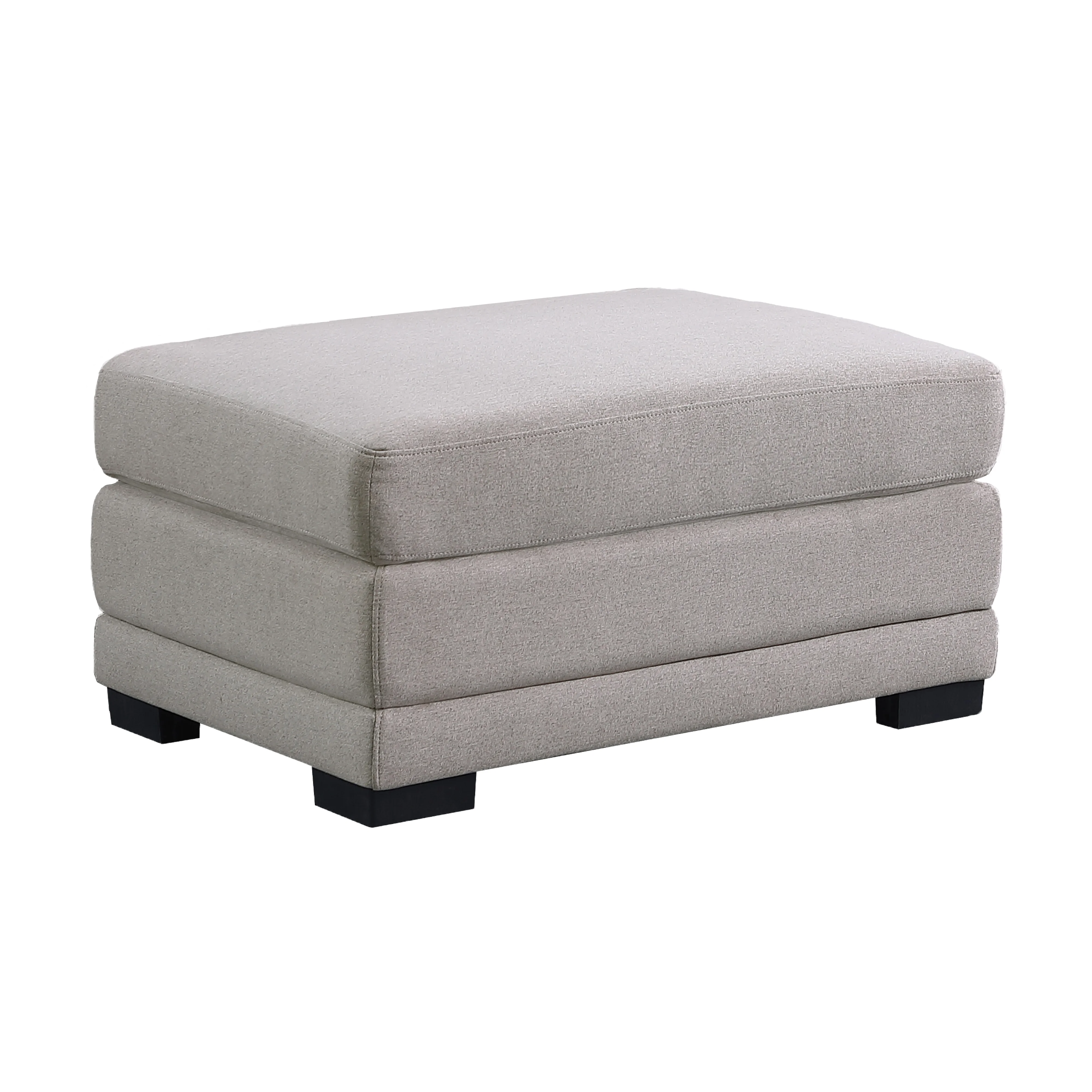 DeeHome Kristin 121.5" Light Gray Linen Fabric Reversible Sectional Sofa with 2 Ottomans