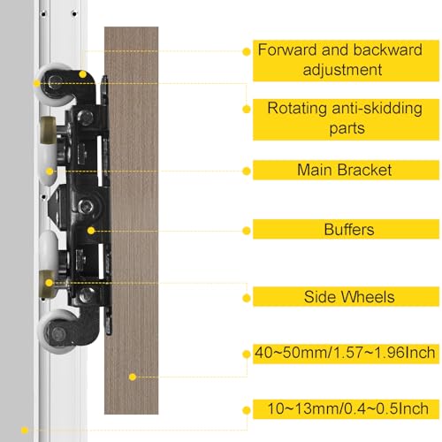 36-48" Heavy Duty Hidden Sliding Barn Door Hardware and Track, Floating Door System, Floating Wall Mount, Soft Close, Quiet and Smooth