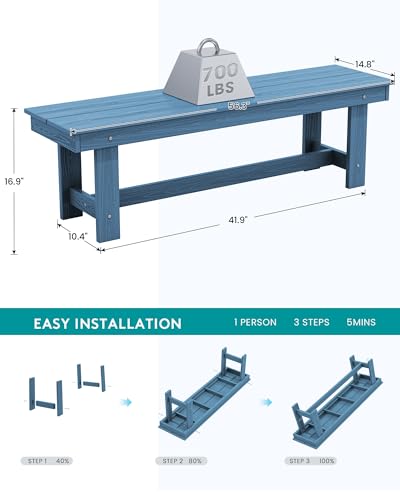 SERWALL Outdoor HDPE Dining Table Set, 7-Piece Outdoor Dining Table Sets with Umbrella Hole Cut-Out Table and 6 Chairs, Gray