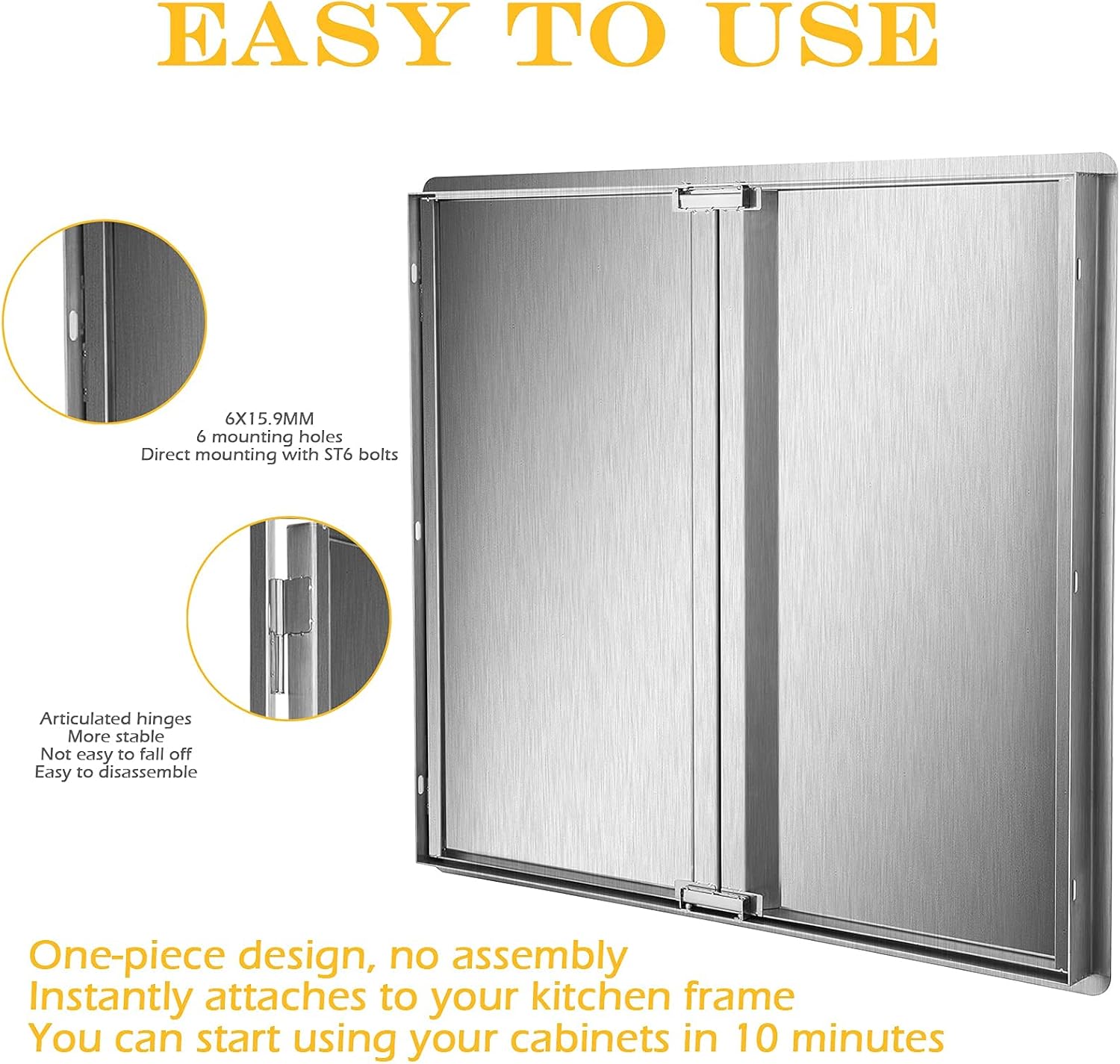 Marada BBQ Access Door Outdoor Kitchen 304 Brushed Stainless Steel Doors for Outdoor Kitchen, Outdoor Cabinet