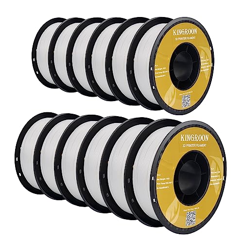 Kingroon PLA 3D Printer Filament, 12Rolls, Dimensional Accuracy +/- 0.03 mm, 12kg Spool(26.4lbs)