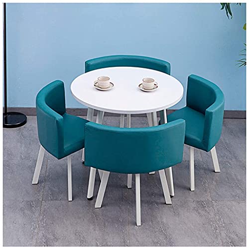 Living Room Round Table 80cm Solid Wood Dining Table Home Kitchen Hotel Meeting Room Family Living Room Kitchen Lounge Table (Color : Light Blue)