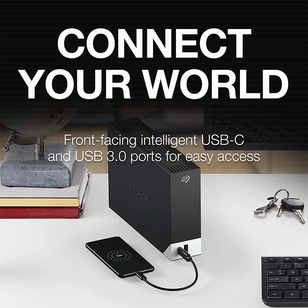Seagate One Touch Hub 14TB External USB-C and USB 3.0 Desktop Hard Drive - Black (STLC14000400)