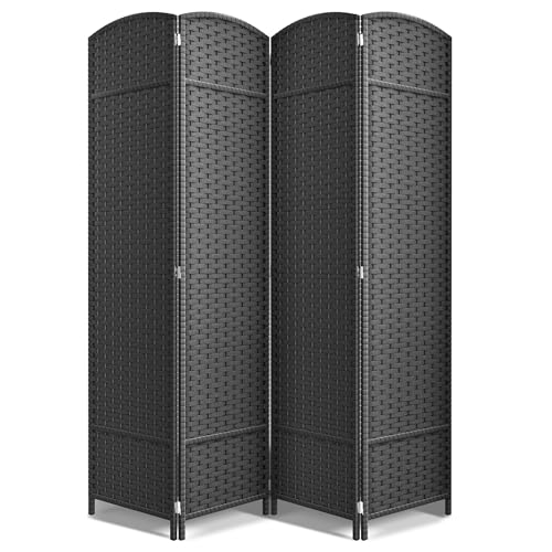 Sorbus 8-Panel Black Room Divider with Double Hinged Panels, 6 ft Tall Folding Privacy Screen