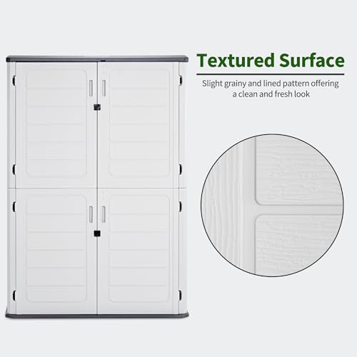 Macrout Plastic Storage Shed 4.3 x 2.5 ft, Waterproof Outdoor Storage Cabinet with Floor, Resin Shed for Garden and Patio (Medium)