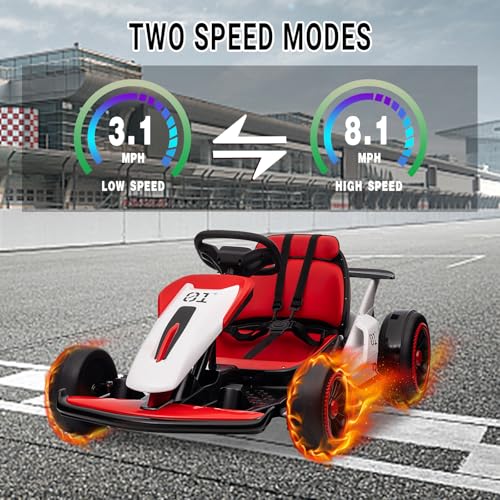 Kids Go Kart, Ride On Drift Kart with Dual 200W Motors, 24V Battery Powered Electric Drift Car, Outdoor 2-Speed Ride On Racing Toy for Boys Girls 6+
