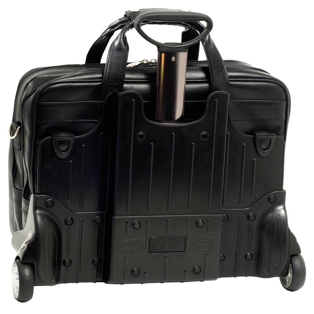 McKlein USA Ohare Leather Fly Through Checkpoint Friendly 17x22 Detachable Wheeled Laptop Case Brown