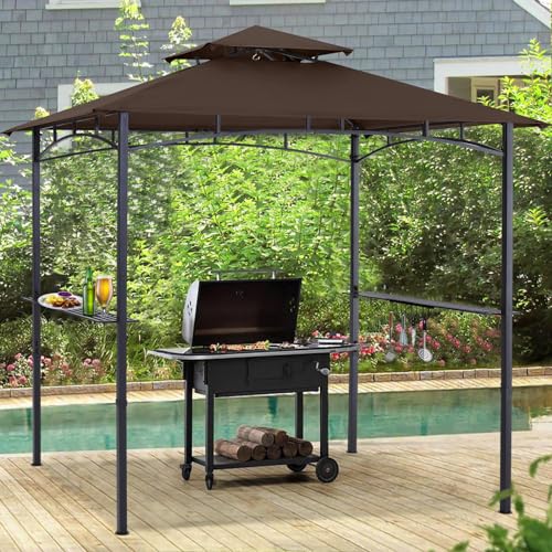ABCCANOPY 8x5 Grill Gazebo - Outdoor BBQ Canopy Shelter with Led Light for Patio Backyard Grilling (Dark Gray)