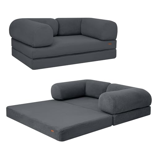 COMAX Folding Sofa Bed, Convertible Chair Bed Corduroy 3-in-1 Foldable Floor Couch with High-Density Foam, Futon Sofa Sleeper Mattress
