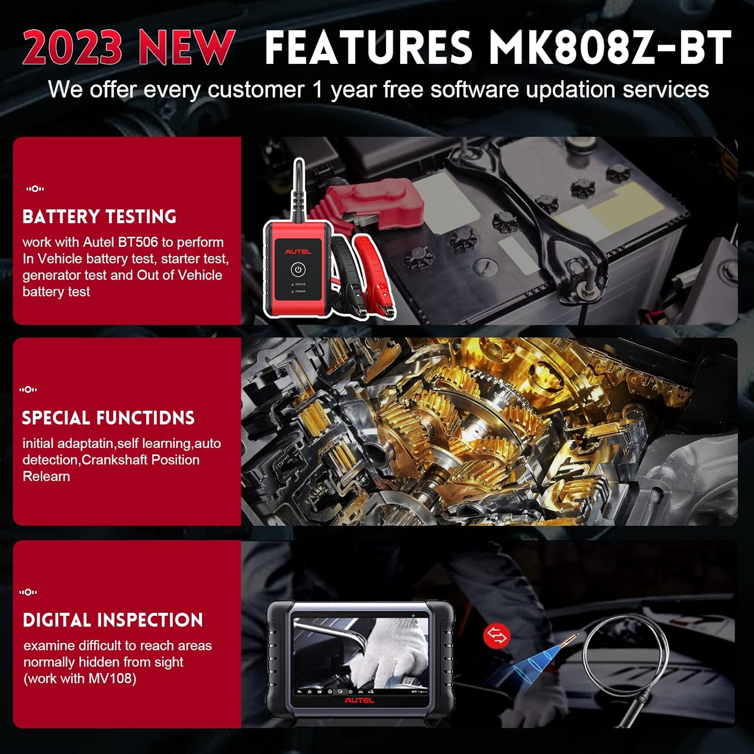Autel Scanner MaxiCOM MK808Z-BT with Autolink AL549 OBD2 Scanner, Bidirectional Scan Tool with 28+ Services, Upgrade of MaxiCheck MX808S & MK808S