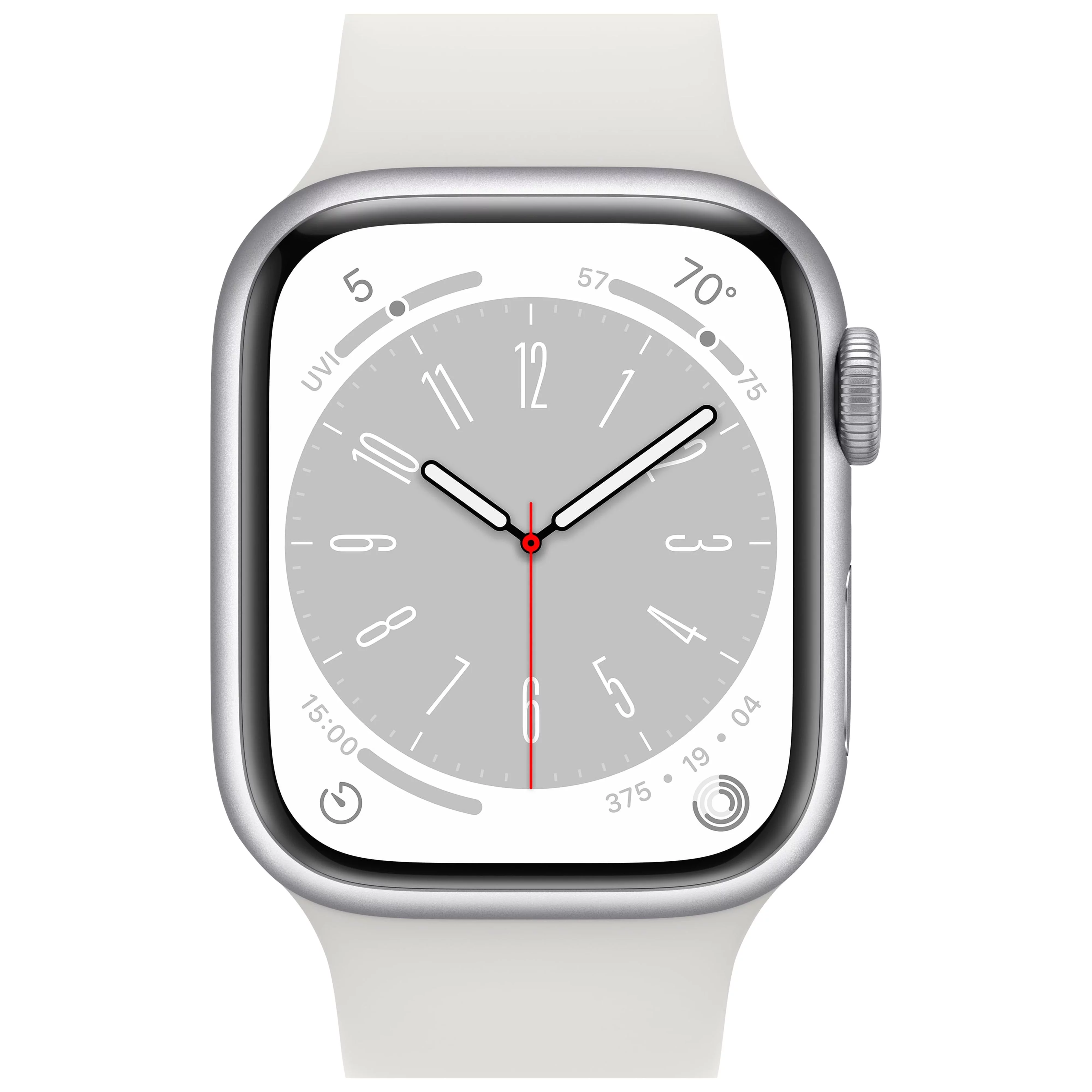 Apple Watch Series 8 GPS + Cellular 41mm Silver Aluminum Case with White Sport Band - M/L