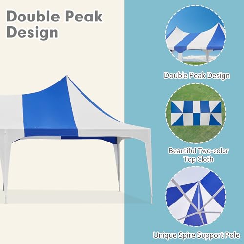 EROMMY 26x19ft Party Tent, White Wedding Tent, Decagonal Heavy Duty Canopy with 8 Removable Sidewalls, 8 Church Windows and 2 Pull-Back Doors