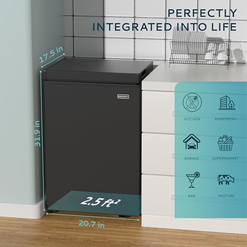 EUHOMY 3.5 Cu.Ft Chest Freezer with Removable Basket, Small Deep Freezer Adjustable 7 Thermostat, Quiet Mini Freezer Free-Standing Top Door