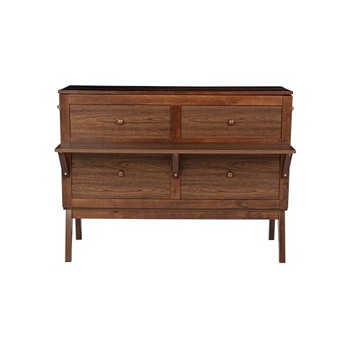 Queen Murphy Bed with Desk and Removable Shelves on Each Side, Murphy Bed Chest Murphy Bed Frame w/USB Port for Home Office, Studio or Guest Room