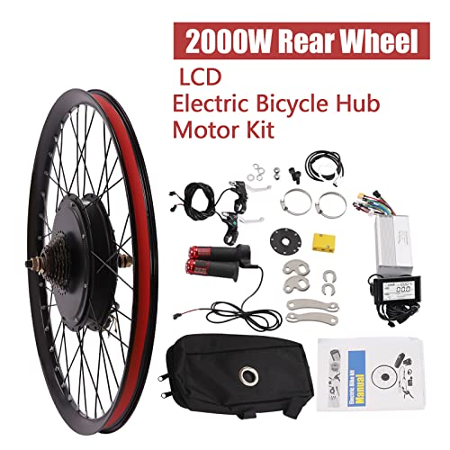 26Inch 72V 2000W Electric Bike Conversion Kit, Rear Wheel Powerful Motor Conversion Kit with Controller & Display