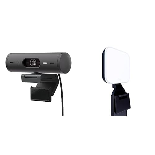 Logitech Brio 500 Full HD Webcam with Auto Light Correction,Show Mode, Dual Noise Reduction Mics, Webcam Privacy Cover, Works with Microsoft Teams