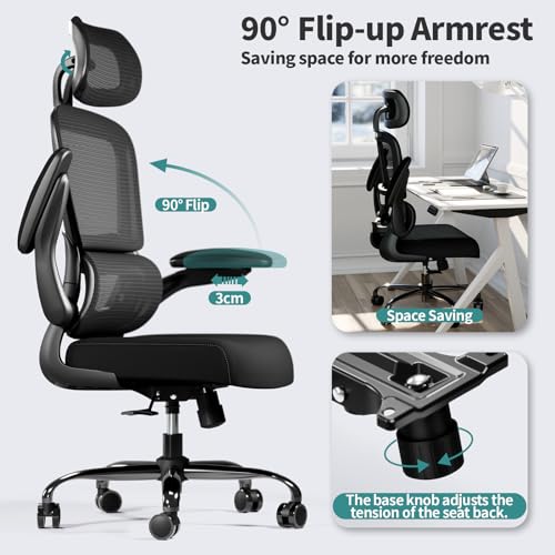 TRALT Office Chair Ergonomic Desk Chair, 330 LBS Home Mesh Office Desk Chairs with Wheels, Comfortable Gaming Chair