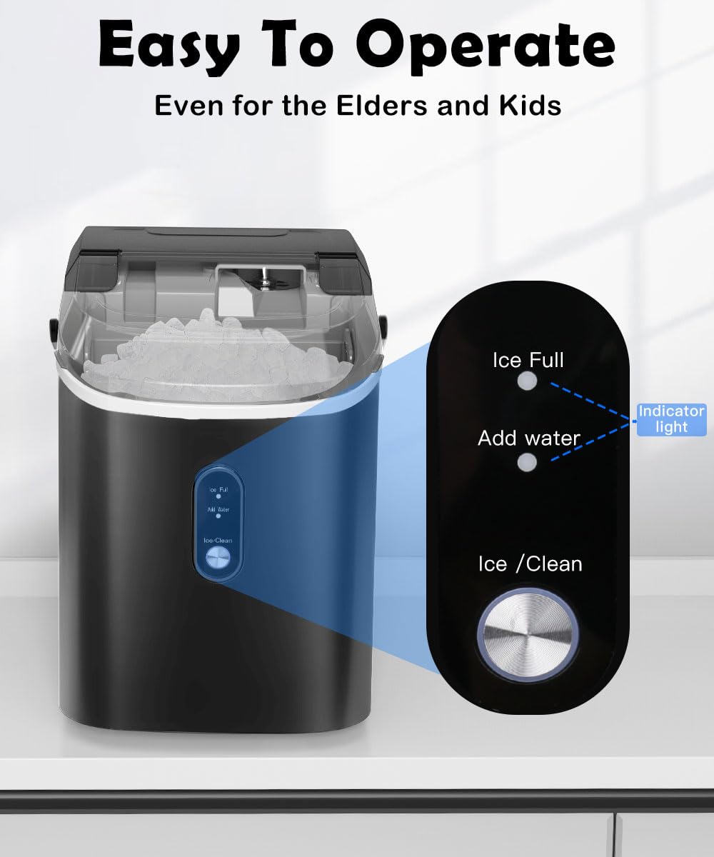 COWSAR Nugget Ice Maker Countertop, Chewable Pebble Ice 34Lbs Per Day, Crunchy Pellet Ice Cubes Maker Machine with Self Cleaning