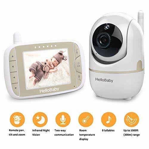 Hello Baby-us Baby Monitor with Remote Pan-Tilt-Zoom Camera and 3.2&& LCD Screen, Infrared Night Vision, Gold