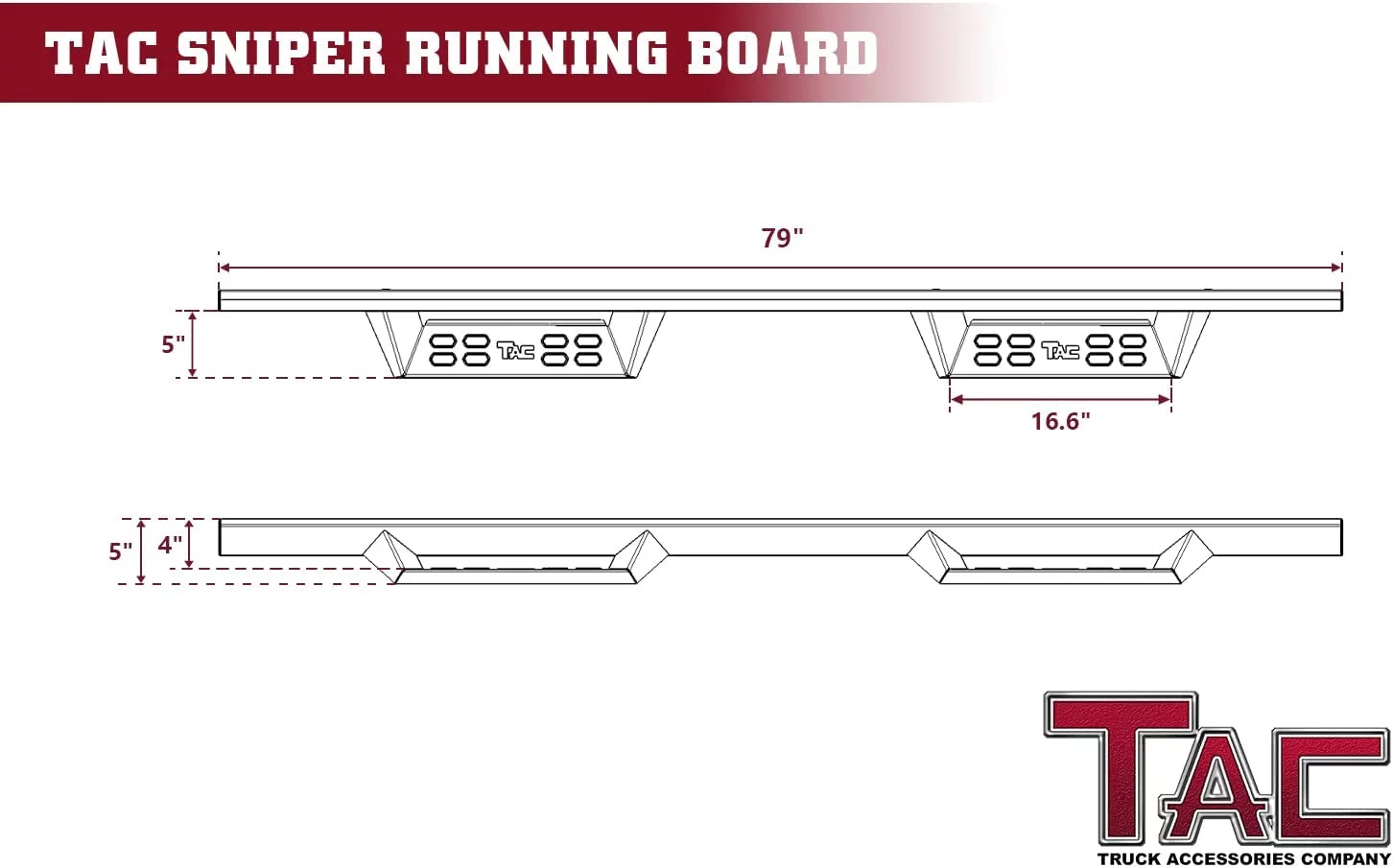 TAC Sniper Running Boards Compatible with 2019-2023 Ford Ranger SuperCrew Cab Truck Pickup 4" Drop Fine Texture Black Side Steps Nerf Bars Rock