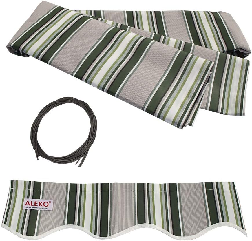ALEKO Retractable 13x10 Feet Motorized White Frame Patio Awning - 100% Polyester Canopy, Cover, Sun Shade, Shelter for Yard, Deck, Balcony