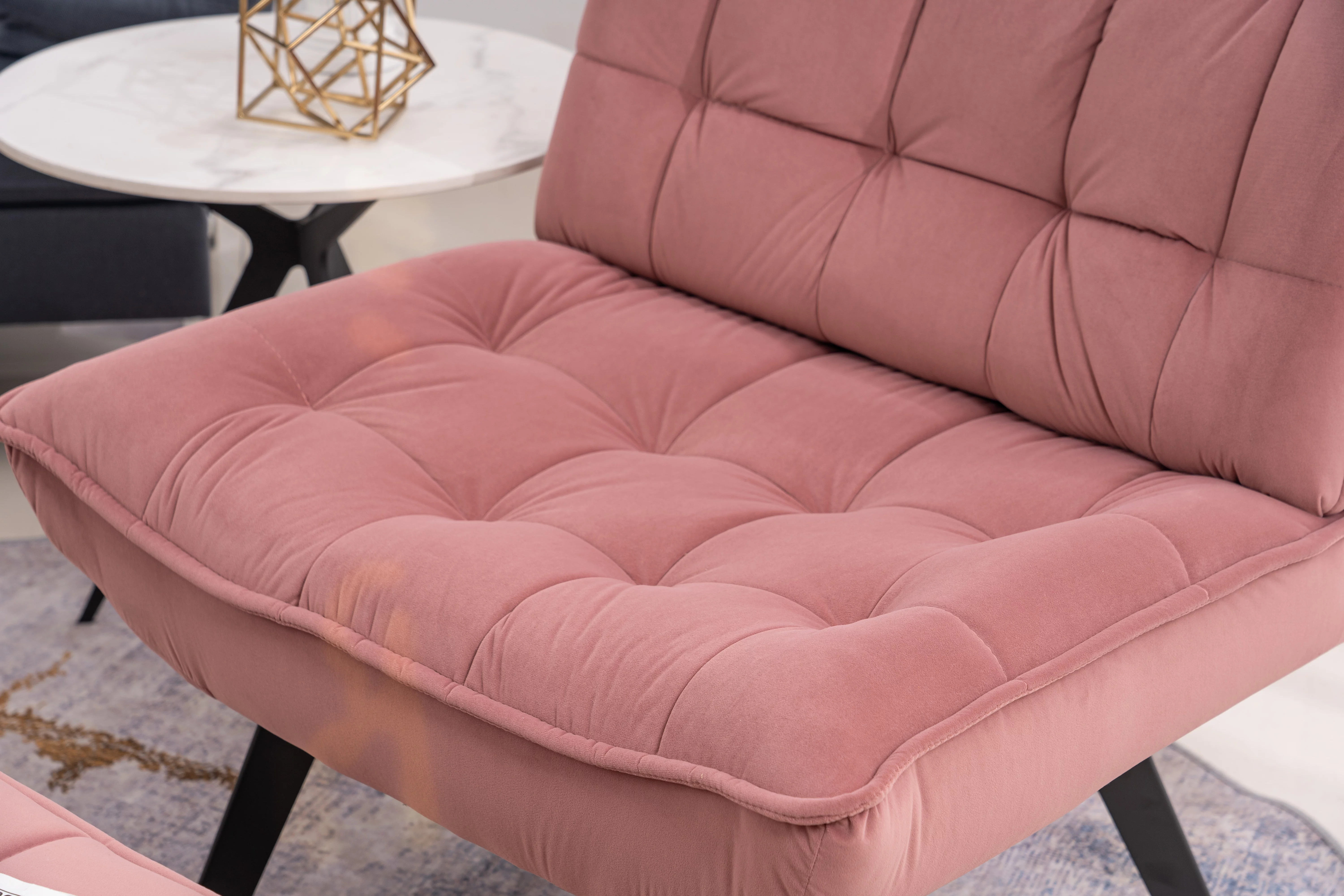 Modern Pink Soft Velvet Material Large Width Accent Chair For Indoor Home And Living Room