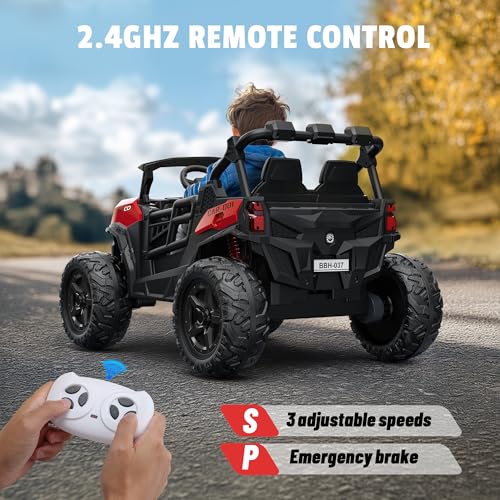 24V 2 Seater Ride on Car Truck, 4x200W, EVA Tires, 4WD/2WD, Rainbow Lights, Remote Control, Shock Absorbers, Bluetooth