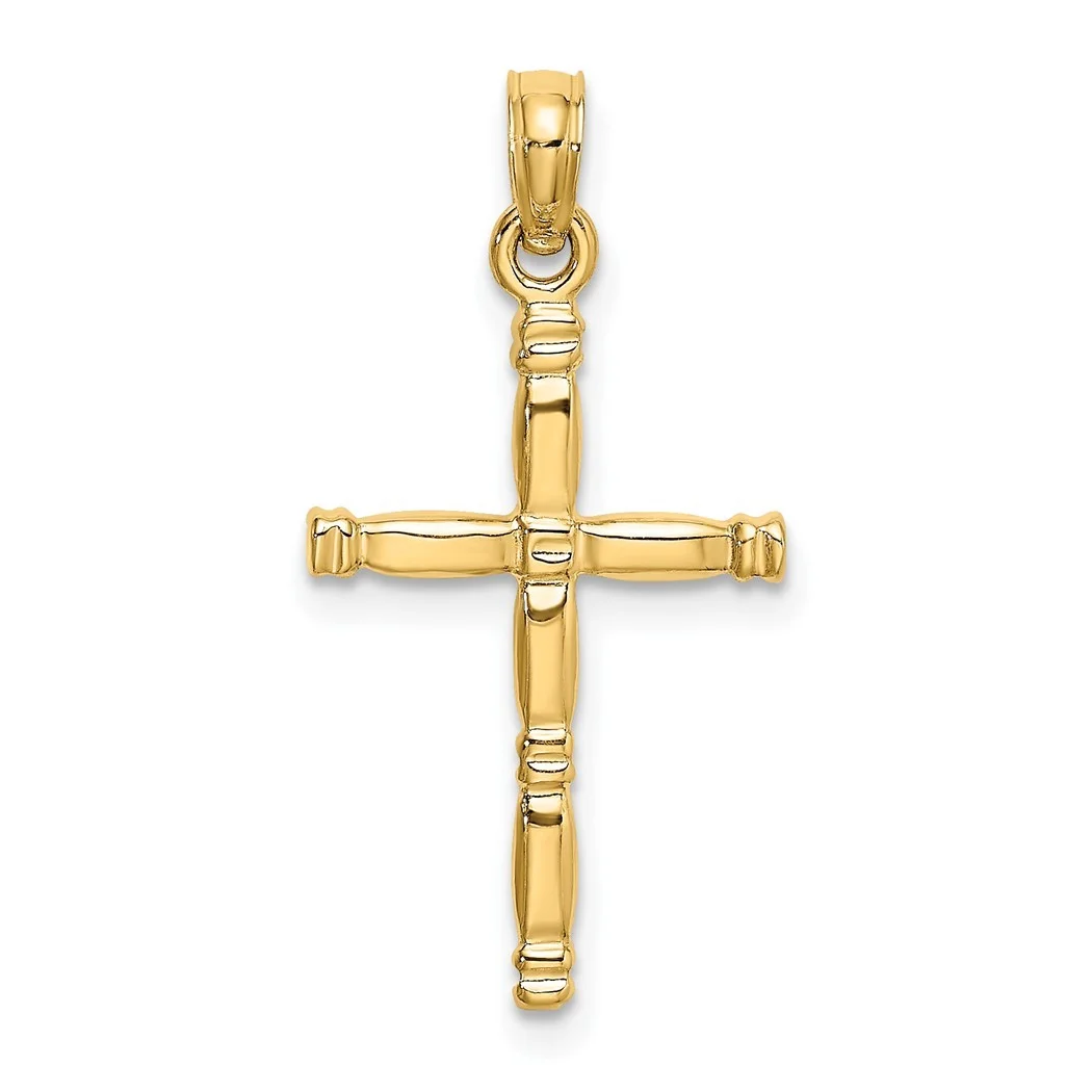 14k Gold 3 d Religious Faith Cross With Quilted Accent Pendant Necklace High Polish Measures 25.16mm long Jewelry Gifts