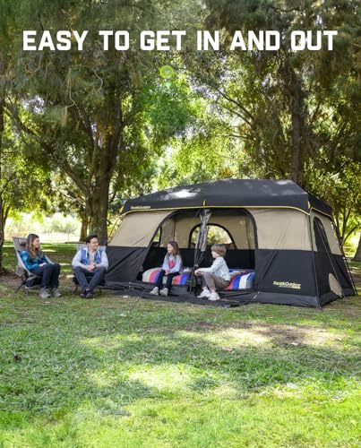 FanttikOutdoor Instant Cabin Tent 6/8/10/12 Person Camping Tent Setup in 60 Seconds with Rainfly & Windproof Portable with Carry Bag for Family