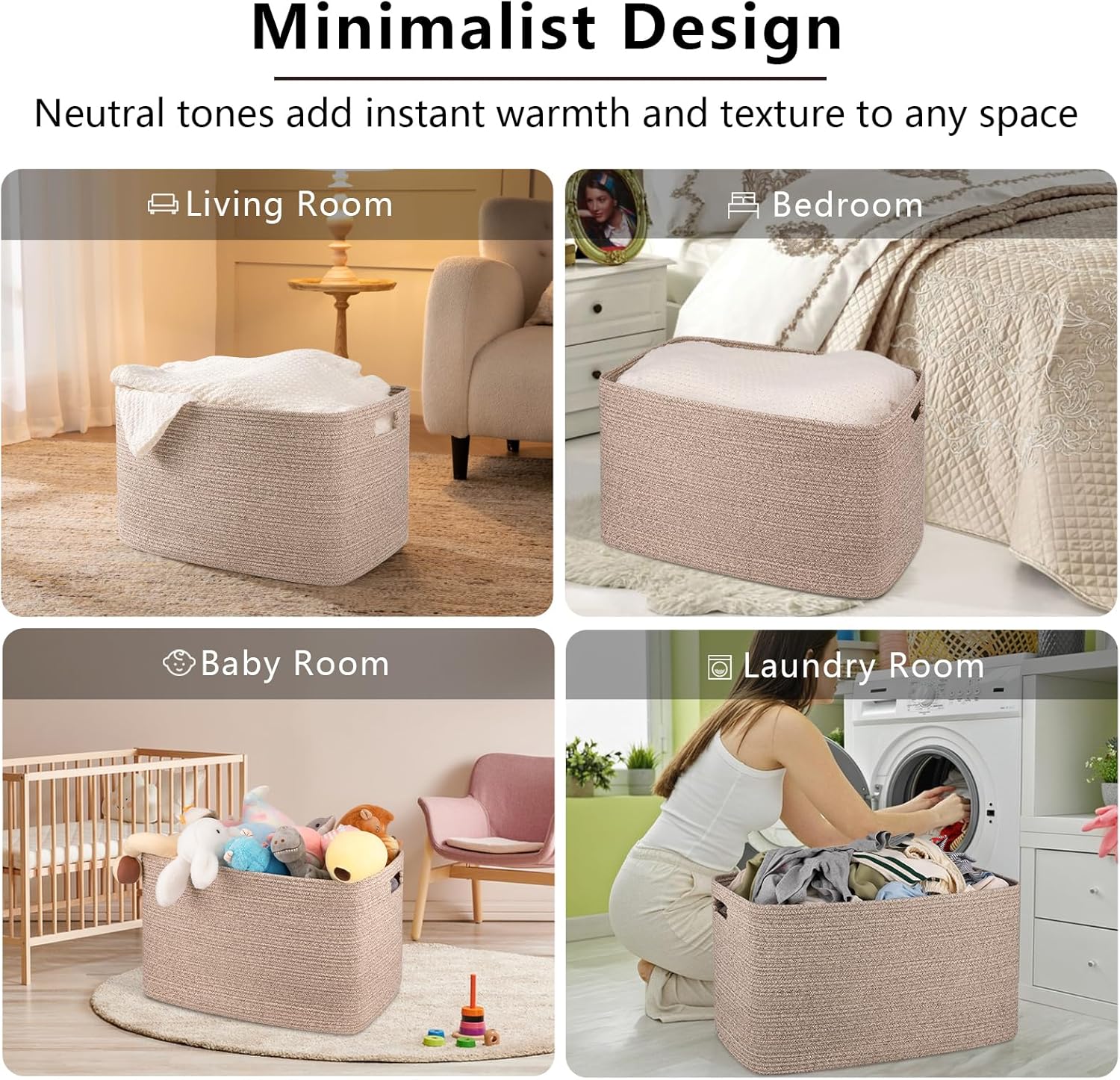 118L XXXLarge Cotton Rope Storage Basket, Oversized Blanket Basket, Used for Organizing Dirty Clothes in Living Room, Bedroom, Nursery