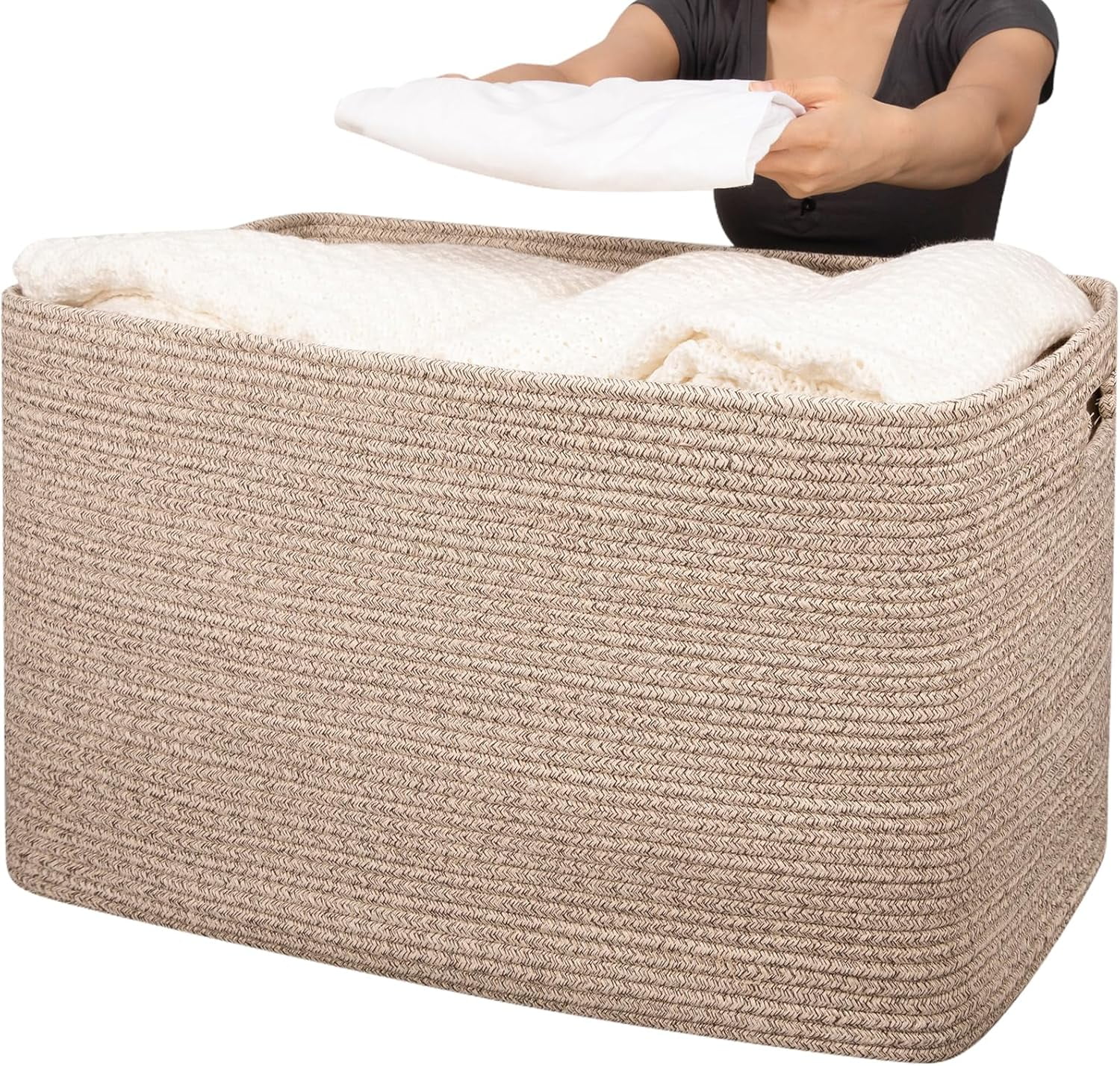 118L XXXLarge Cotton Rope Storage Basket, Oversized Blanket Basket, Used for Organizing Dirty Clothes in Living Room, Bedroom, Nursery