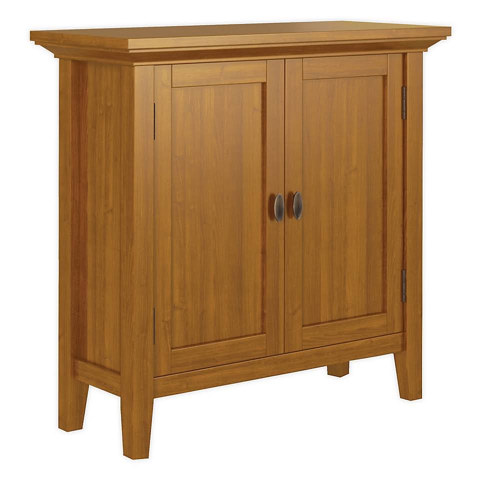 Simpli Home - Redmond Solid Wood 32 inch Wide Rustic Low Storage Cabinet in - Light Golden Brown