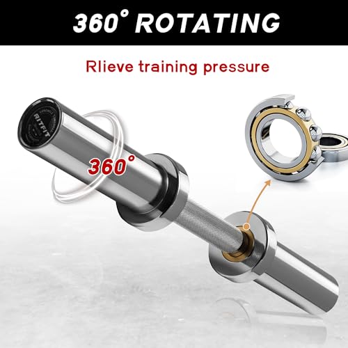 RITFIT 16”/20” Olympic Dumbbell Handles Pair of 500lbs Capacity Loadable Dumbbell Bars with Collars for 2” Olympic Weight Plates Adjustment Perfect