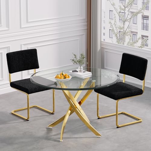 Glass Dining Table Set for 4, 5 Piece Kitchen & Dining Room Set