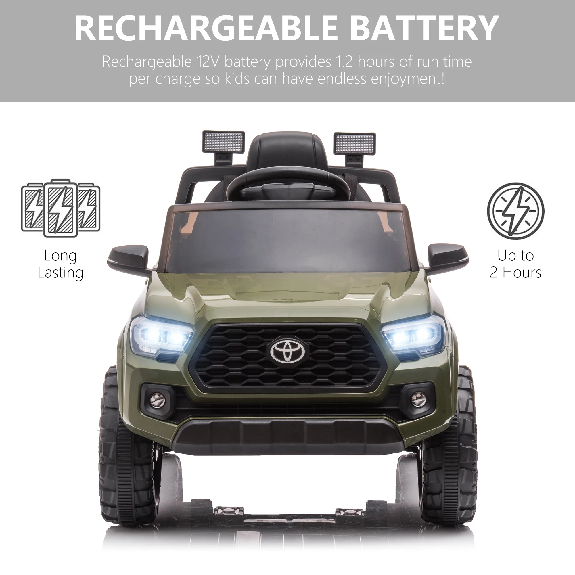 Licensed Toyota Tacoma Electric Ride on Vehicle for Kids, 12V Powered Ride on Car Toys with Remote Control, LED Lights, MP3 Player, Gray
