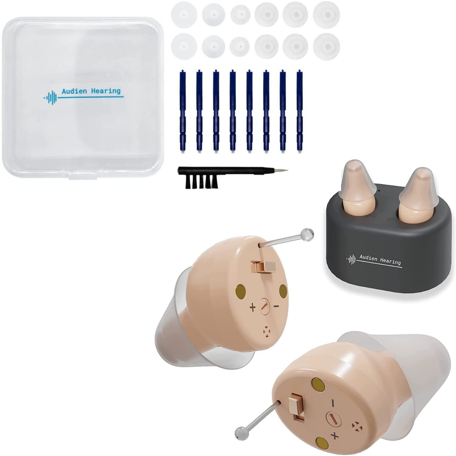 Audien Hearing ATOM Rechargeable Hearing Amplifier + Accessory Kit