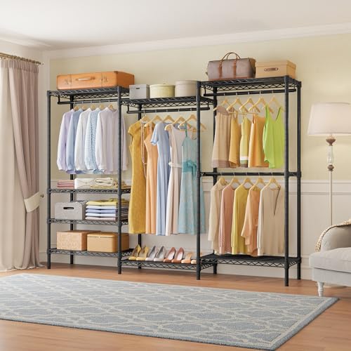 VIPEK V5 Portable Closet Wardrobe Heavy Duty Clothes Rack, Freestanding Clothing Rack with 4 Hang Rods & 8 Shelves, Adjustable Closet Racks