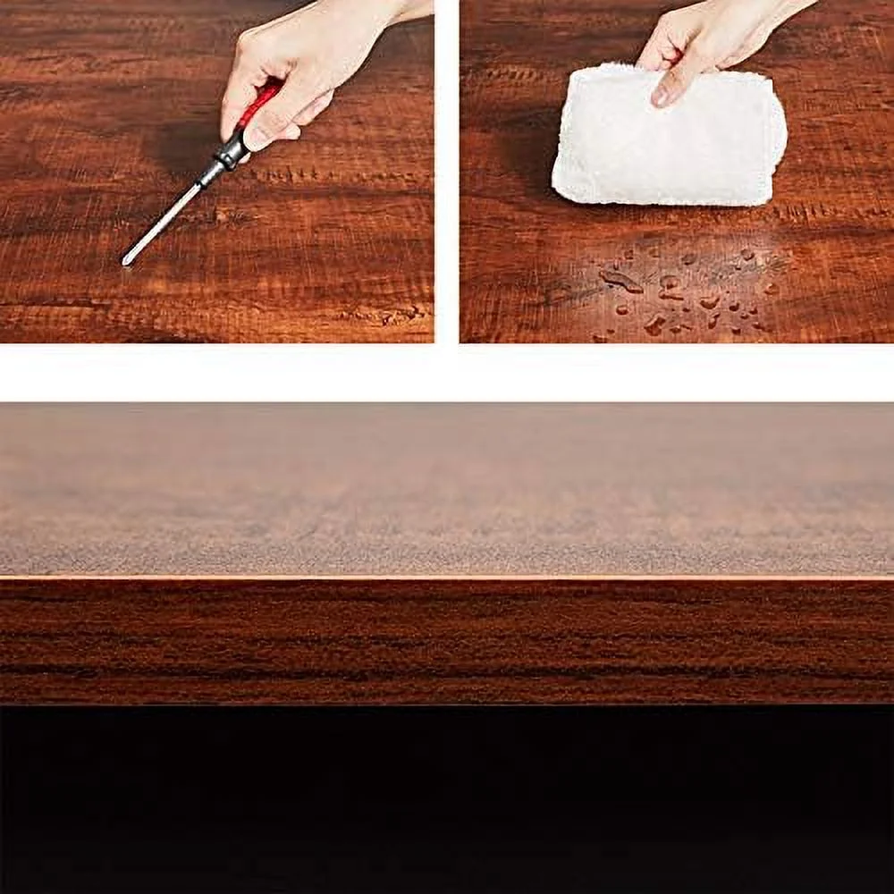 KHBIULIFE Computer Desk 55 Inch Modern Simple Large Study Writing Desk Industrial Style Laptop PC Table for Home Office  Sandalwood Board Black Leg
