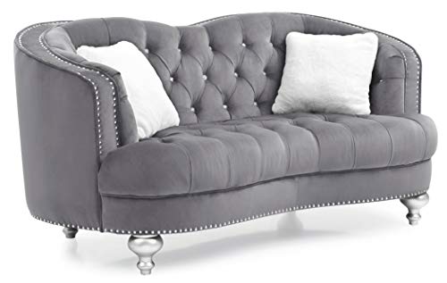 Glory Furniture Jewel Velvet Loveseat in Gray