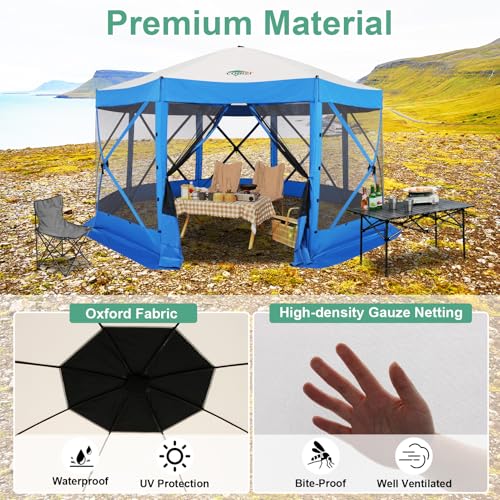 COBIZI 12x12ft Pop up Gazebo Screen Tent Screen House for Camping, Camping Outdoor Screened Gazebo, Canopy Tent