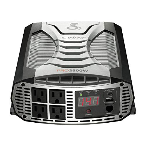 Cobra PRO 2500W Professional Grade Power Inverter, Portable – 2500-Watt Car Charger, 4 Grounded AC Outlets