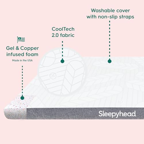 Sleepyhead Twin XL 2 Inch Gel Memory Foam Mattress Topper for College Dorm – Thick