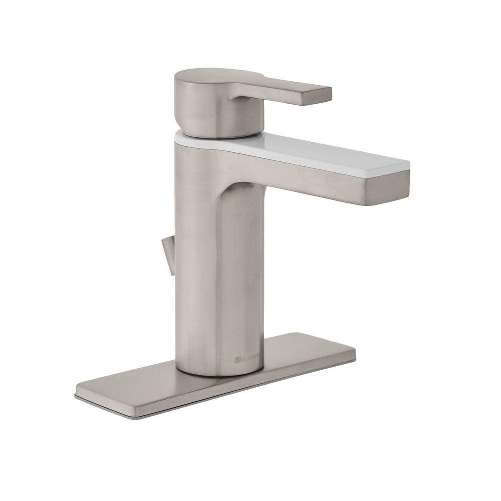Glacier Bay Modern Contemporary Single Hole Single-Handle Low-Arc Bathroom Faucet in Dual Finish Brushed Nickel and White - Avayadevconnect
