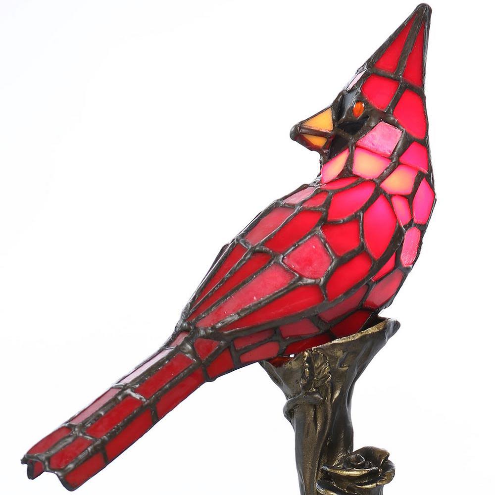 River of Goods 13.5x22 Tall Stained Glass Cardinal Accent Lamp, Red