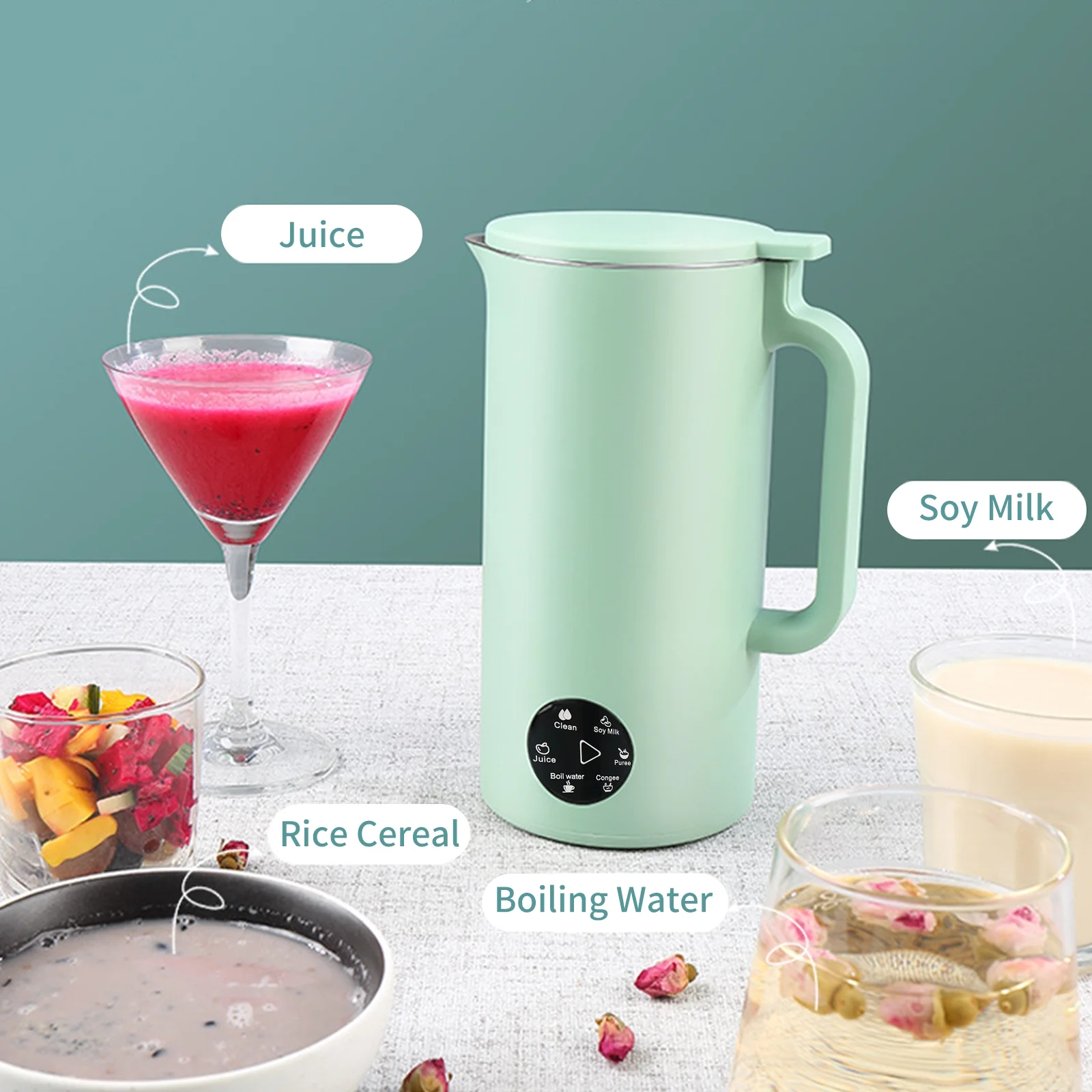ametoys Multifunction Soymilk Maker 350mL Juicer Soy Milk Machine with Stainless Steel and Blade Multi Cooker Mixer for Rice Cereal Boiling Water