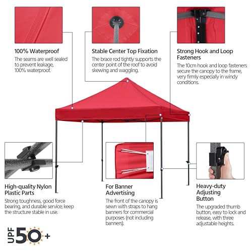 Yaheetech Heavy Duty Pop Up Canopy Tent, 10x20 Commercial Instant Shelter Tent for Wedding, Parties, Adjustable Outdoor Canopy with Wheeled Carry Bag