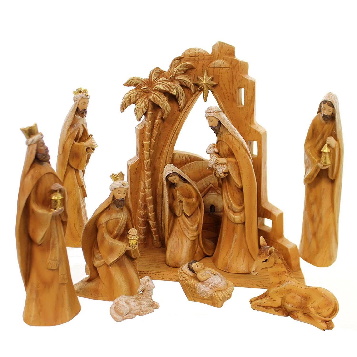 Roman, 9 Piece Carved Nativity Set