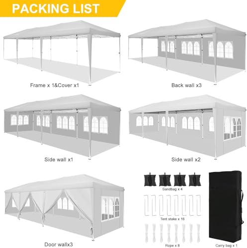 COBIZI Canopy 10x20 Pop Up Canopy Tent with 6 Sidewalls Party Tents for Parties Weddings Backyard Waterproof Canopy Outdoor Commercial Canopy Event