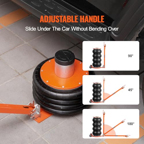 VEVOR Air Jack, 6 Ton/13000 lbs Quadruple Bag Air Jack, Lift up to 26.5", with Heightened Column & Adjustable Handle, Thick Rubber Pad